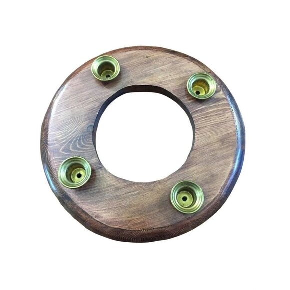 Vintage Wood Candle Holder Wreath Centerpiece Handmade Table Decoration Rustic - Picture 1 of 10